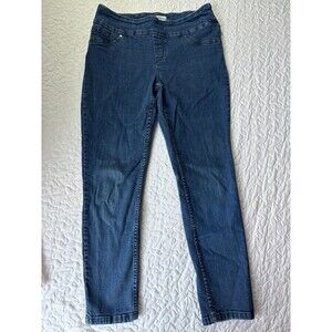 Peck & Peck Blue Wide Elastic Waistband Ankle Jeggings Jeans size 10 petite